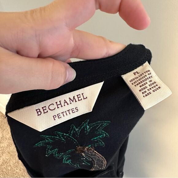 Vintage Bechamel Black Green Palm Tree Cropped Top Large - Picture 10 of 10